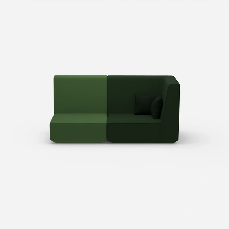 Modulares Sofa grün mit hohem Rücken