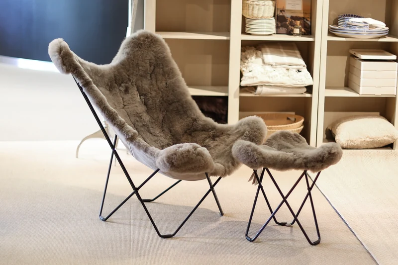 EXPO Cuero MARIPOSA Butterfly Sessel mit Ottoman