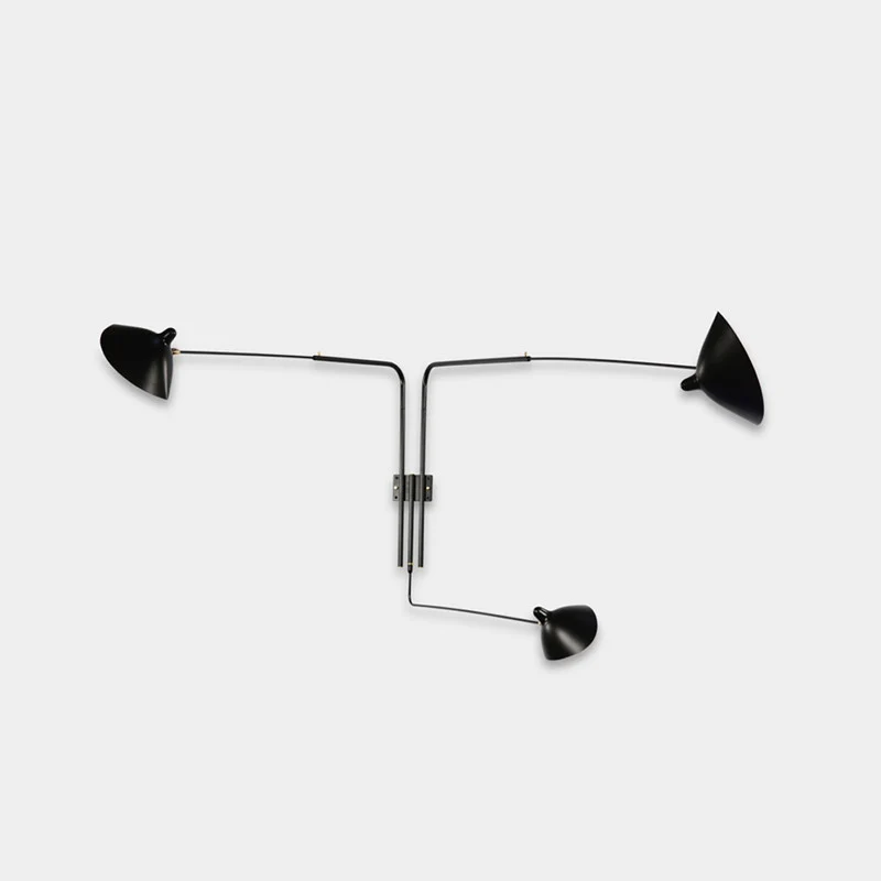 Serge Mouille 3 Rotating Straight Arms Sconce Lamp