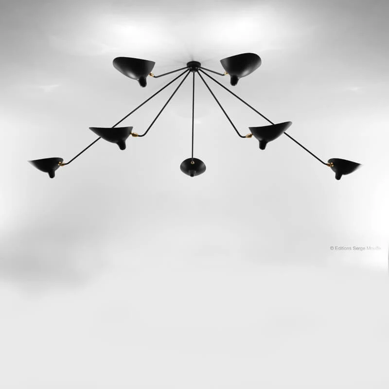 Serge Mouille “Spider” 7 still arms Ceiling Lamp