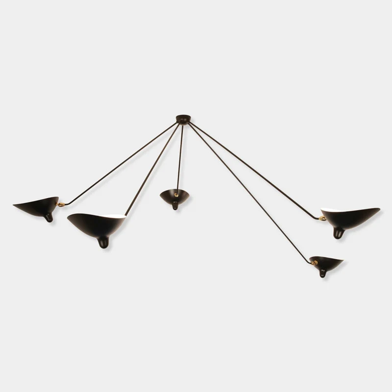 Serge Mouille "Spider" 5 still arms Ceiling Lamp