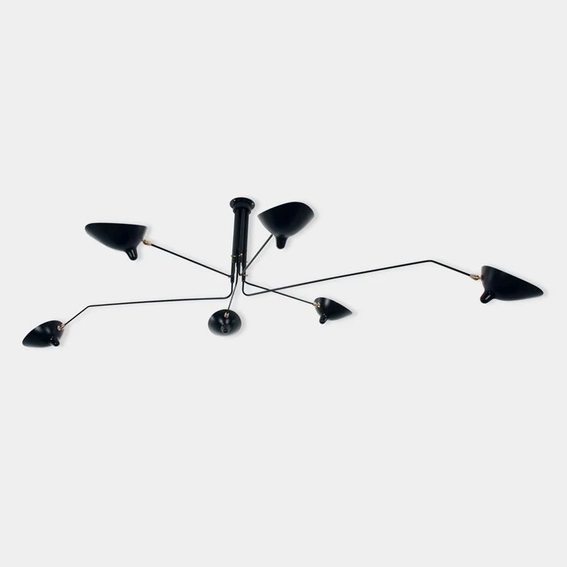 Serge Mouille 6 Rotating Arms Ceiling Lamp