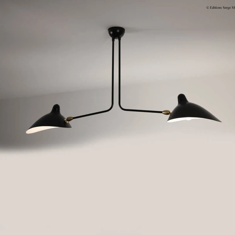 Serge Mouille 2 Still Arms Ceiling Lamp